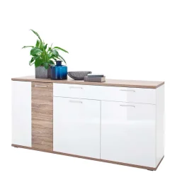 Wohnen Hochglanz Sideboard in Weiß - Icadro