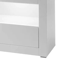 Wohnen Hochglanz Sideboard in Weiß mit 2 Glaseinsätzen Mextra & Beton Dekor