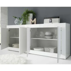 Wohnen Sideboards & Kommoden|Sideboards*Hochglanz Sideboard in Weiß 4-türig - Sogno