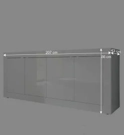 Wohnen Sideboards & Kommoden|Sideboards*Hochglanz Sideboard in Weiß 4-türig - Sogno