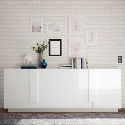 Wohnen Sideboards*Hochglanz Sideboard mit 4 Türen in Weiß - Kerym