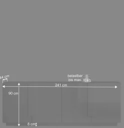 Wohnen Sideboards*Hochglanz Sideboard mit 4 Türen in Weiß - Kerym