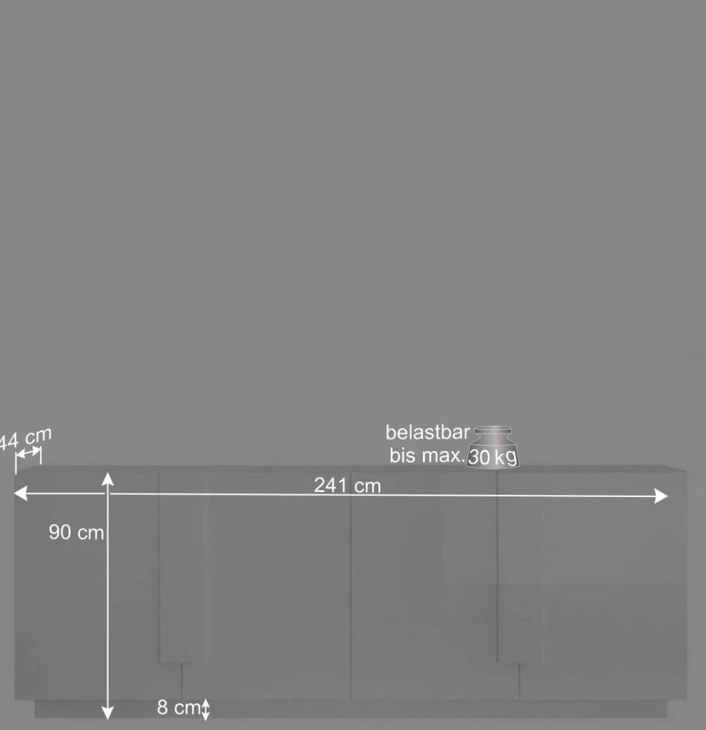 Wohnen Sideboards*Hochglanz Sideboard mit 4 Türen in Weiß - Kerym