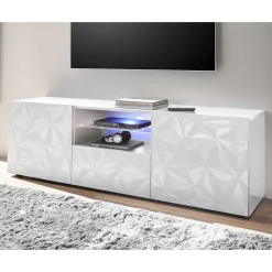 Wohnen Hochglanz TV Board in Weiß mit Druck - Vovasoma