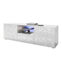 Wohnen Hochglanz TV Board in Weiß mit Druck - Vovasoma