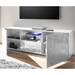 Wohnen Hochglanz TV Board in Weiß mit Druck - Vovasoma