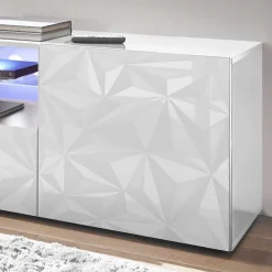 Wohnen Hochglanz TV Board in Weiß mit Druck - Vovasoma