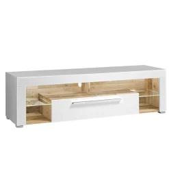 Wohnen Tv & Hifi-Möbel|Tv & Hifi-Möbel*Hochglanz TV Board in Weiß & Holz Antik - Wouty