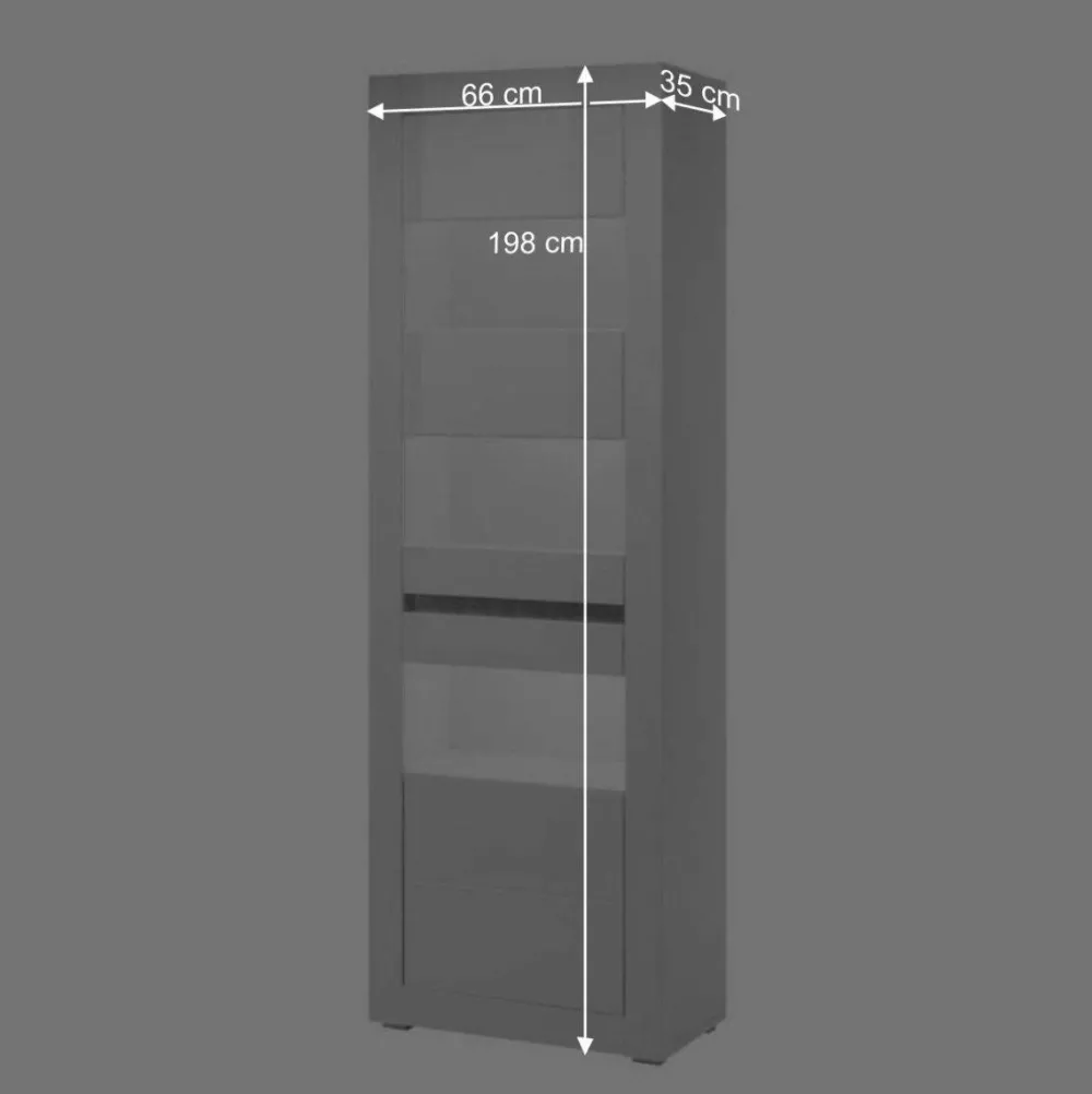 Wohnen Glasmöbel|Esszimmer-Vitrinen*Hochglanz Vitrine in Weiß mit Beton Dekor Mextra 2-türig