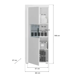 Wohnen Hochglanz Vitrine mit LED in Weiß - Gomata