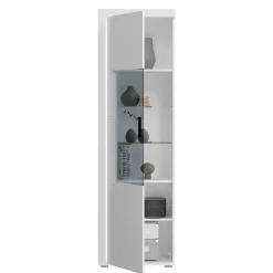 Wohnen Hochglanz Vitrine mit Licht in Weiß - Gomata