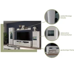 Wohnen Hochglanz Vitrine mit Licht in Weiß - Gomata