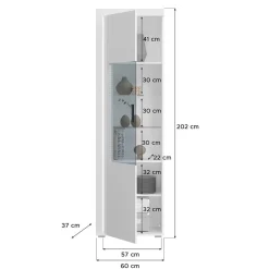 Wohnen Hochglanz Vitrine mit Licht in Weiß - Gomata