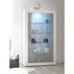 Wohnen Esszimmer-Vitrinen*Hochglanz Vitrinenschrank in Weiß lackiert - Niris