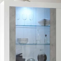 Wohnen Esszimmer-Vitrinen*Hochglanz Vitrinenschrank in Weiß lackiert - Niris