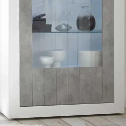 Wohnen Esszimmer-Vitrinen*Hochglanz Vitrinenschrank in Weiß lackiert - Niris