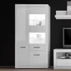 Wohnen Hochglanz Vitrinenschrank in Weiß & Glas Yulis 3-türig