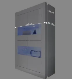 Wohnen Hochglanz Vitrinenschrank in Weiß - Sogno