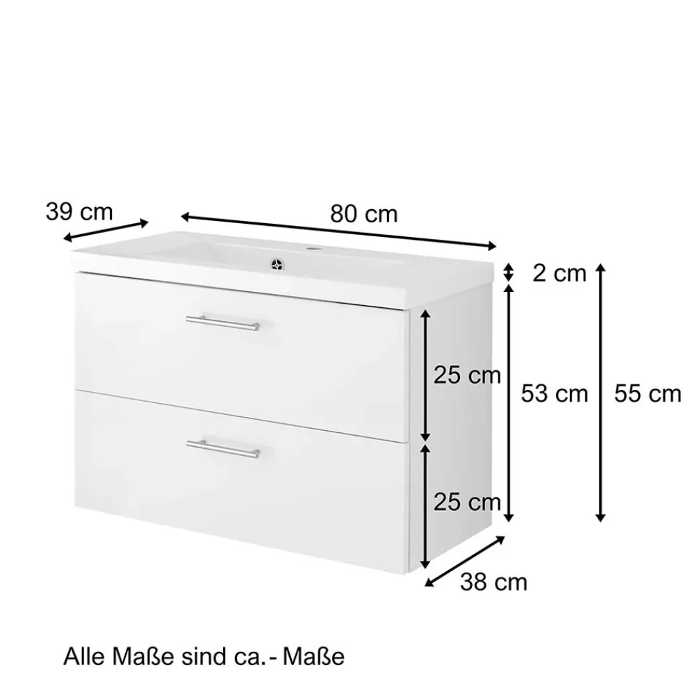Wohnen Hochglanz Wand Waschtisch mit Waschbecken - Vohdan