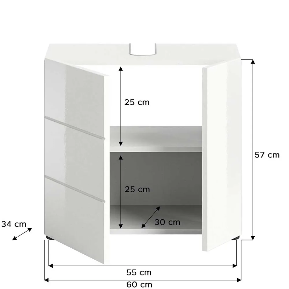 Wohnen Badschränke|Waschtisch*Hochglänzender Waschbeckenunterschrank in Weiß - Vitablos