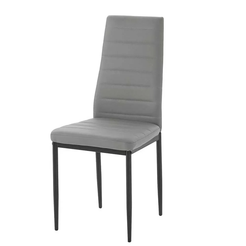 Wohnen Hochlehner Essstuhl in Grau & Schwarz - Padru (4er Set)