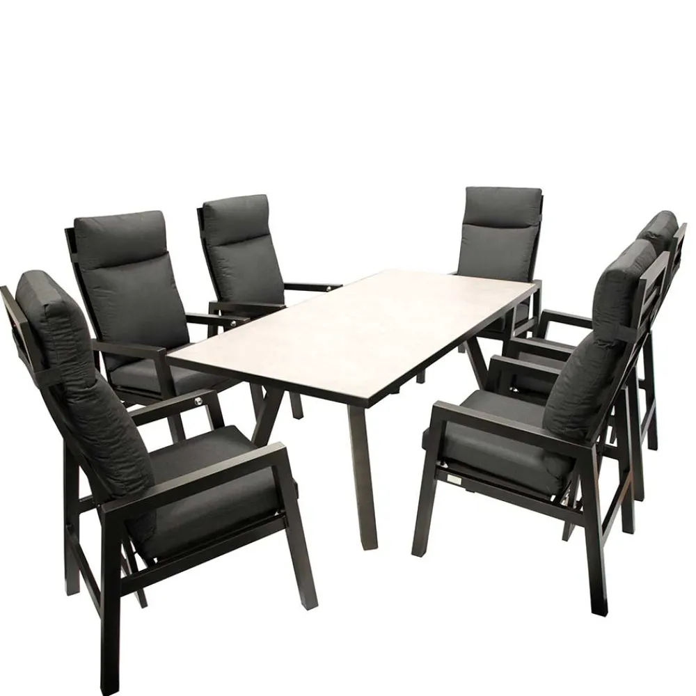 Wohnen Hochwertige Garten Sitzgruppe in Grau - Alpes (siebenteilig)