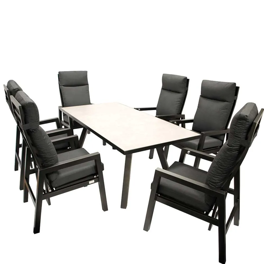 Wohnen Hochwertige Garten Sitzgruppe in Grau - Alpes (siebenteilig)