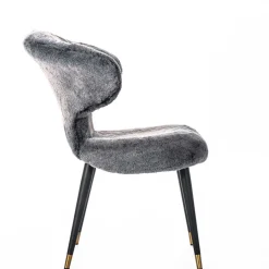 Wohnen Hochwertiger Design Stuhl aus Kunstfell in Grau - Zarodrana