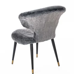 Wohnen Hochwertiger Design Stuhl aus Kunstfell in Grau - Zarodrana