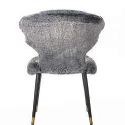 Wohnen Hochwertiger Design Stuhl aus Kunstfell in Grau - Zarodrana