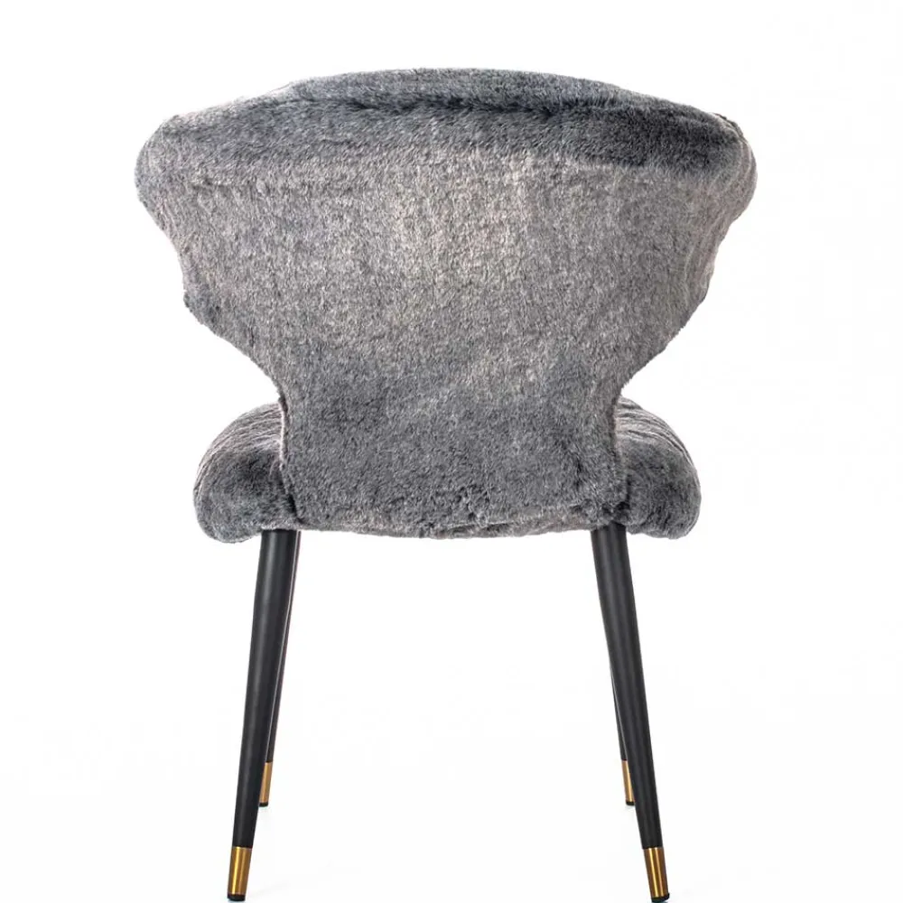 Wohnen Hochwertiger Design Stuhl aus Kunstfell in Grau - Zarodrana