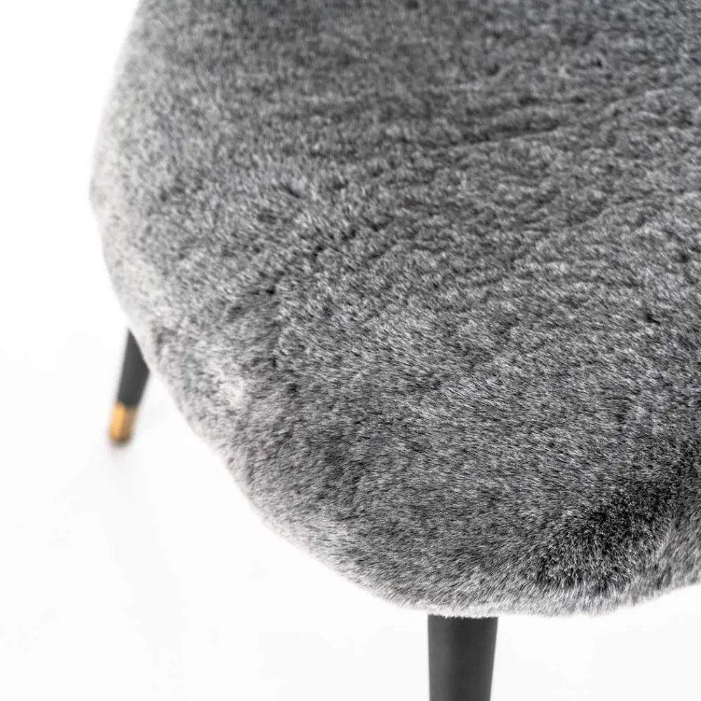 Wohnen Hochwertiger Design Stuhl aus Kunstfell in Grau - Zarodrana