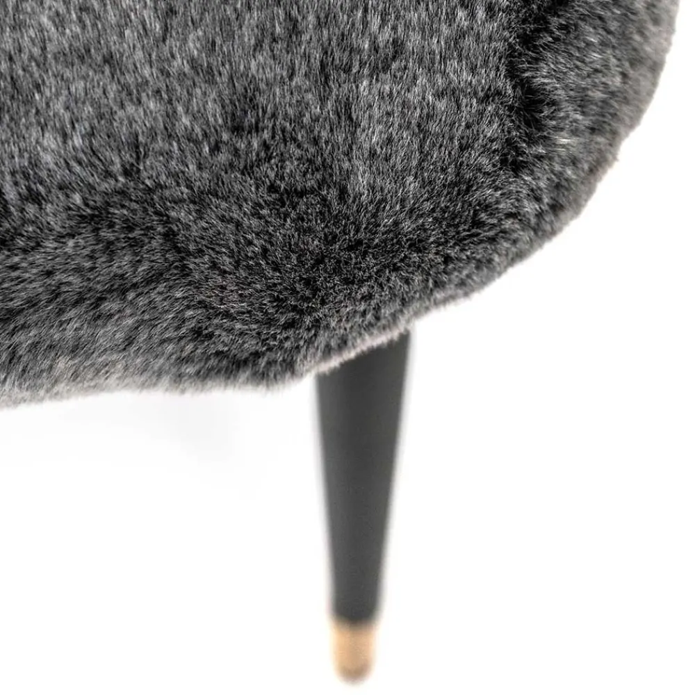 Wohnen Hochwertiger Design Stuhl aus Kunstfell in Grau - Zarodrana