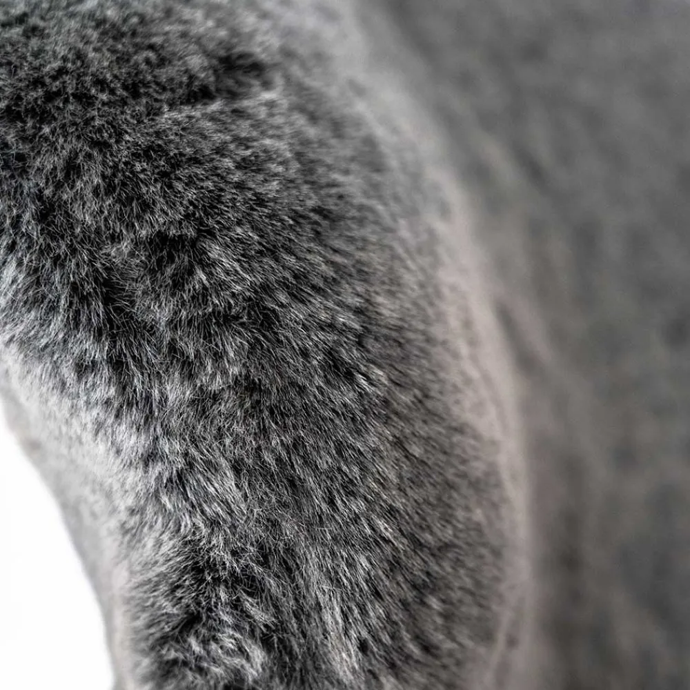 Wohnen Hochwertiger Design Stuhl aus Kunstfell in Grau - Zarodrana