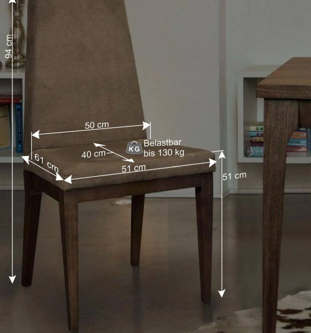Wohnen Hochwertiger Polsterstuhl mit Massivholzgestell - Carissina