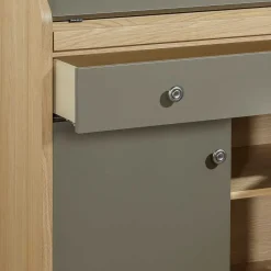 Wohnen Hochwertiger Schreibschrank in Beigegrau & Eiche - Liaria