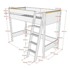 Wohnen Kinderbetten|Kindermöbel*Hochwertiges Hochbett mit Schrank - Rikardio (dreiteilig)