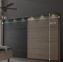 Wohnen Hochwertiges Schlafzimmer Set mit LED - Licruva (vierteilig)