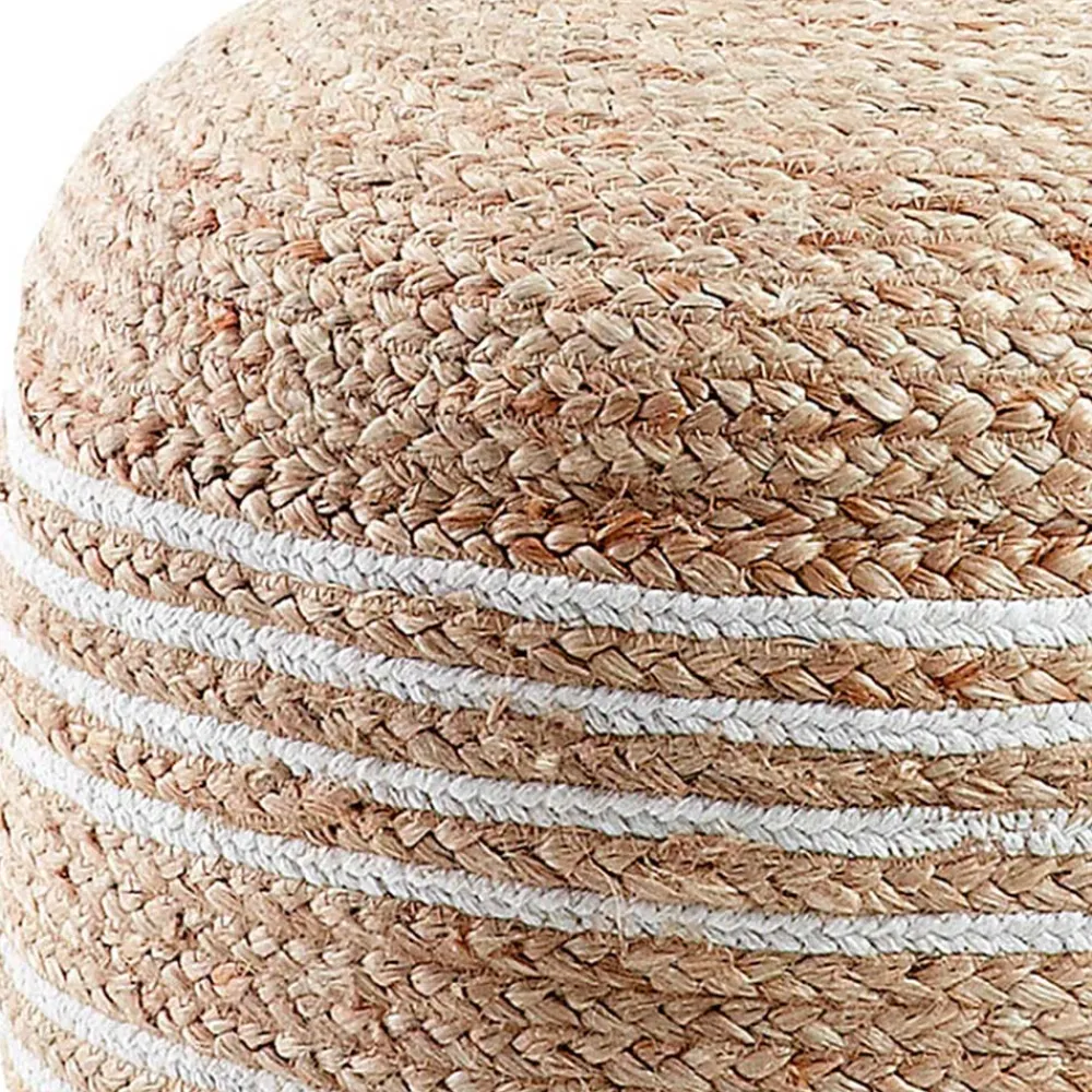 Wohnen Rattanmöbel*Hocker aus Jute Geflecht in Natur & Weiß - Bondio