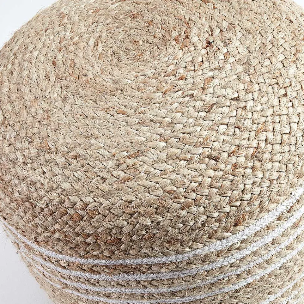 Wohnen Rattanmöbel*Hocker aus Jute Geflecht in Natur & Weiß - Bondio