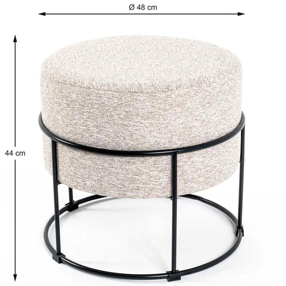 Wohnen Hocker in Beige meliert Stoff - Zimbu