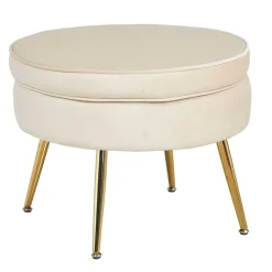 Wohnen Sessel & Hocker|Retro Möbel*Hocker in Beige Samtbezug - Mamba