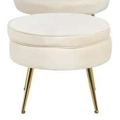 Wohnen Sessel & Hocker|Retro Möbel*Hocker in Beige Samtbezug - Mamba