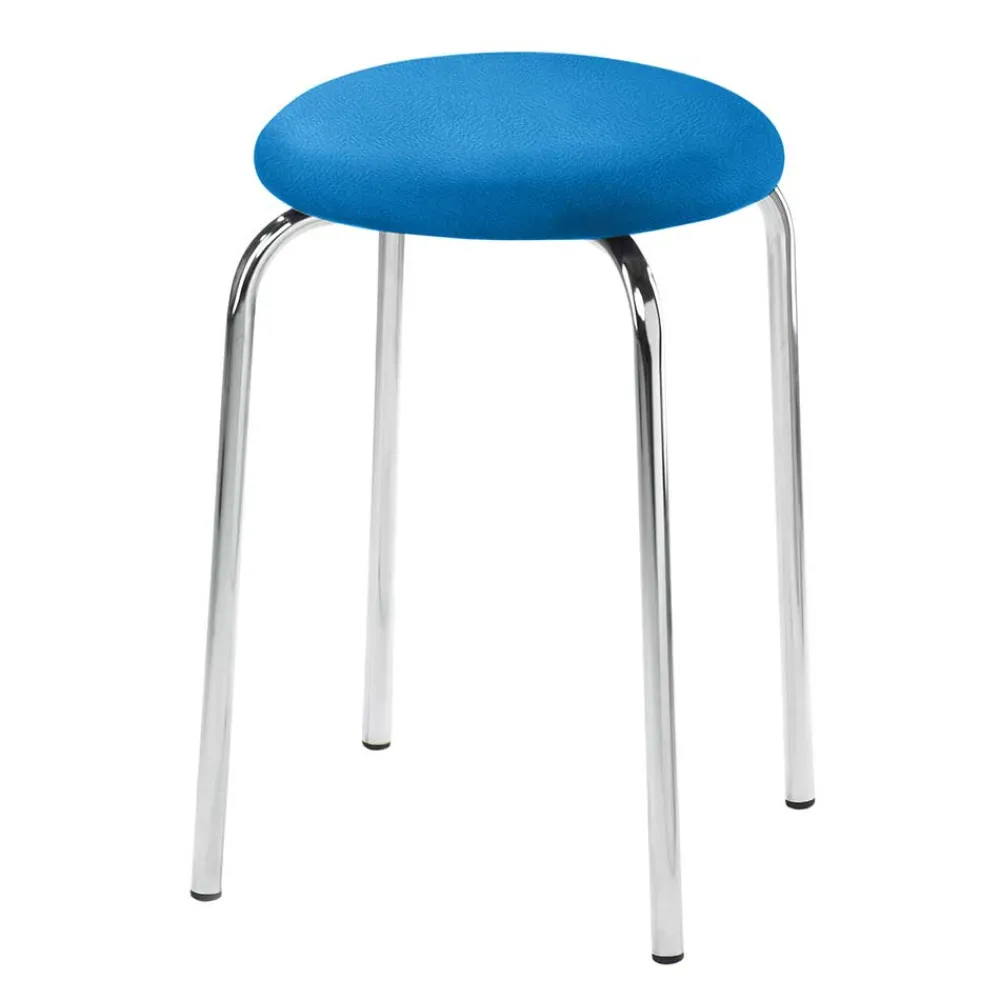 Wohnen Hocker in Blau & Chrom - Ancloa