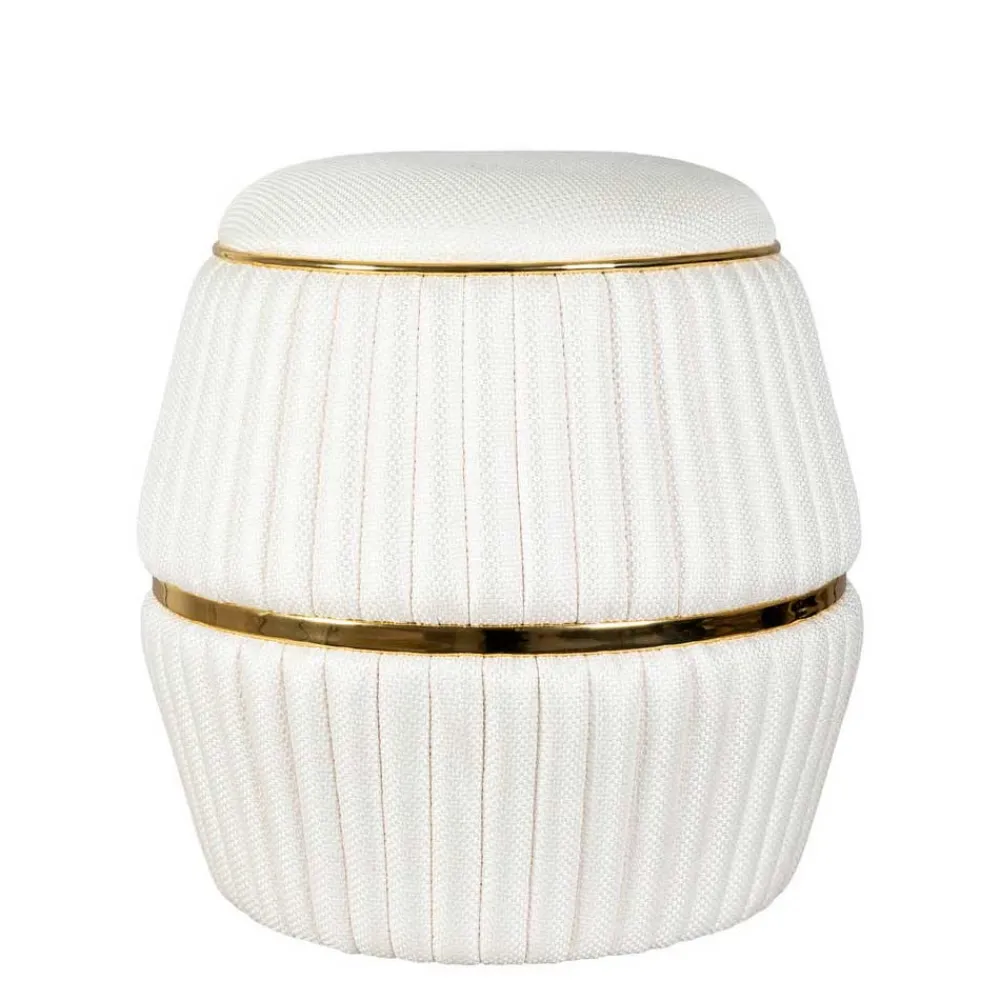 Wohnen Hocker in Cremeweiß mit Gold - Josue