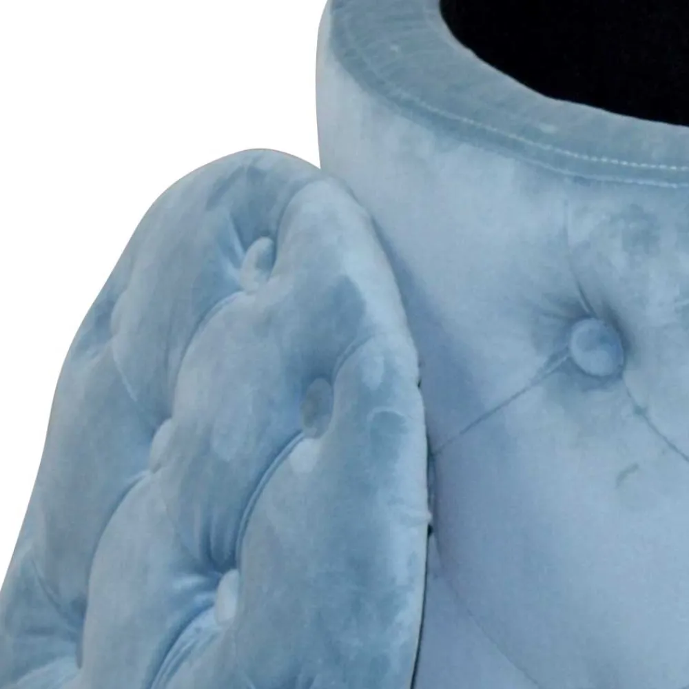 Wohnen Hocker in Hellblau Samt & Gold - Santjana