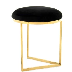 Wohnen Barhocker|Hocker*Hocker in Schwarz Samt & Gold Edelstahl - Hulius