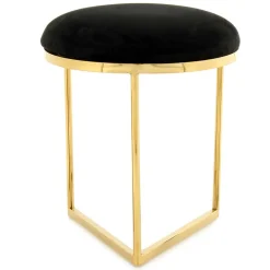 Wohnen Barhocker|Hocker*Hocker in Schwarz Samt & Gold Edelstahl - Hulius