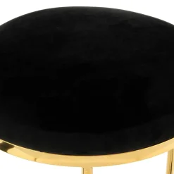 Wohnen Barhocker|Hocker*Hocker in Schwarz Samt & Gold Edelstahl - Hulius