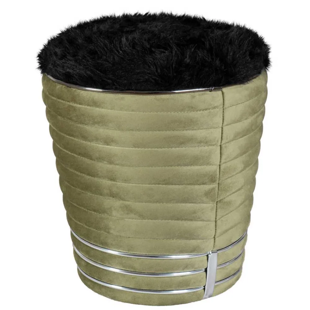 Wohnen Hocker in Schwarz und Oliv Grün und Silber - Egeta